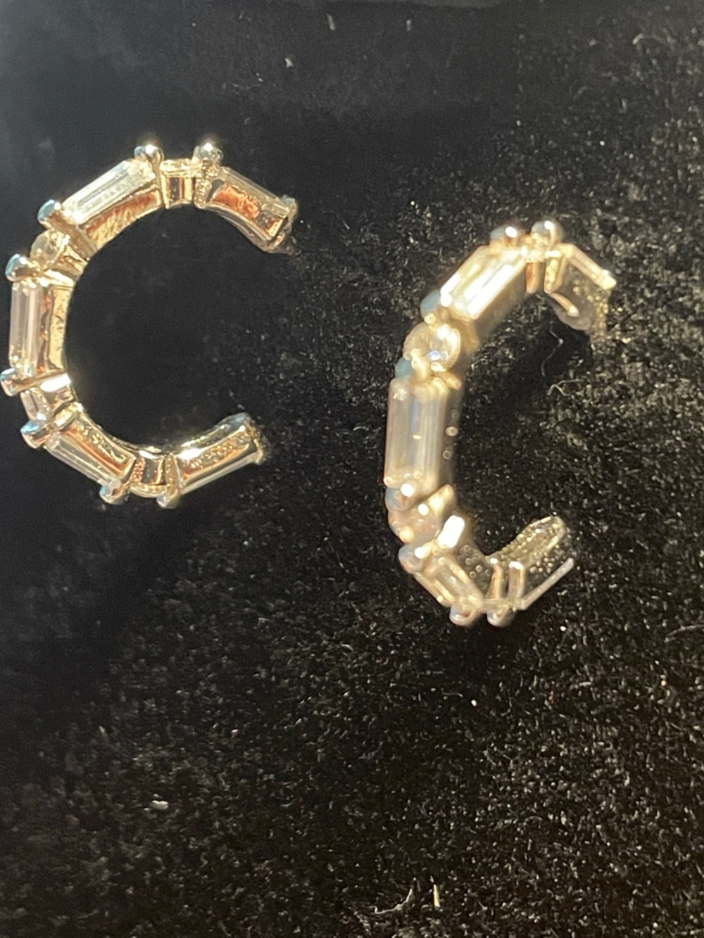 Sterling Silver Crystal Baguette Ear Cuffs - Silver